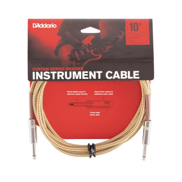D'Addario PW-BG-10TW Instrumentkabel 3m Braided Tweed