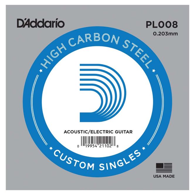 Hovedbilde D'Addario PL008 Plain Steel enkeltstreng